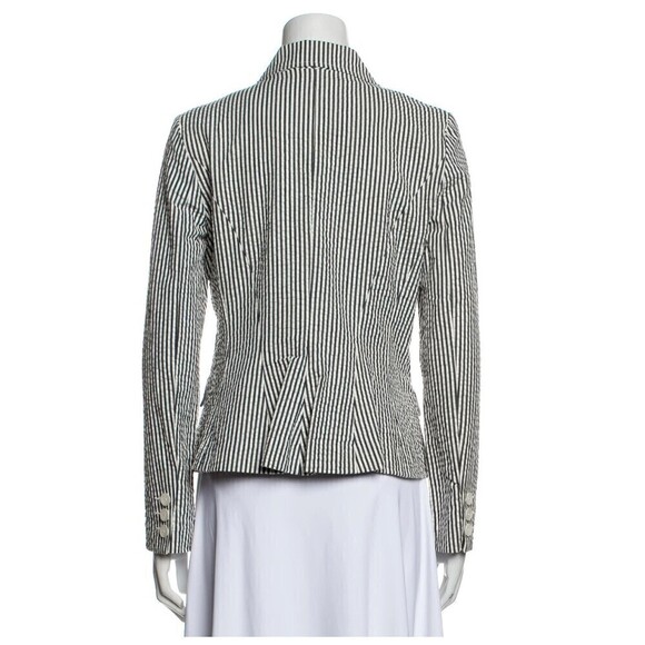 Sandro Blazer Jacket seersucker striped lightweight three button Gray White XL - Picture 3 of 12